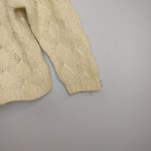 Mohair Cardigan, exposed button Pointelle Chunky Soft Knit, Sezane-Joia-style - Picture 5 of 8